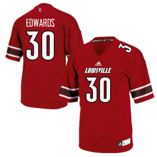 Men #30 Derrick Edwards Louisville Cardinals College Football Jerseys Stitched Sale-Red
